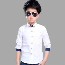 Boys White Contrast Collar Shirt